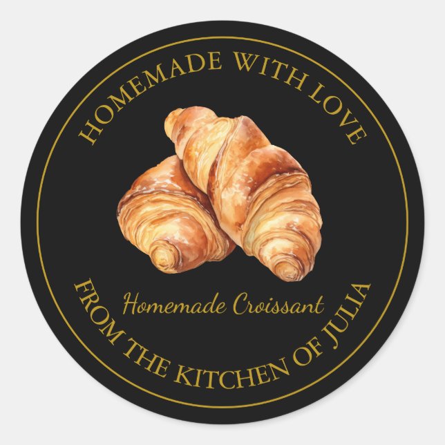 Homemade with love Fresh Croissant Label | Black (Front)