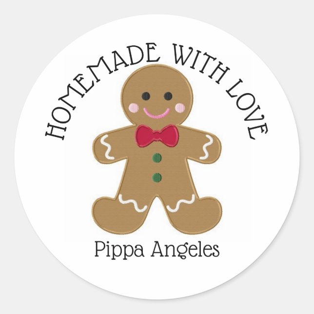 Homemade with Love Gingerbread man baking labels (Front)