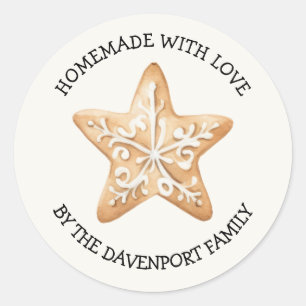 Homemade With Love Gingerbread Star Holiday Gift Classic Round Sticker
