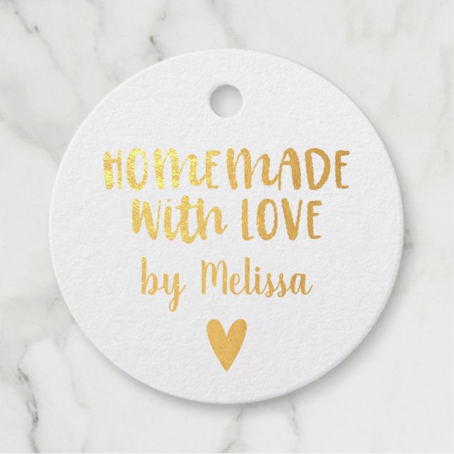 Homemade with love Gold Foil Favour Tag (Front)