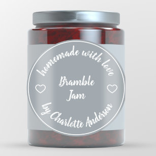Homemade with Love   Heart Jam Jar Canning Gray Classic Round Sticker