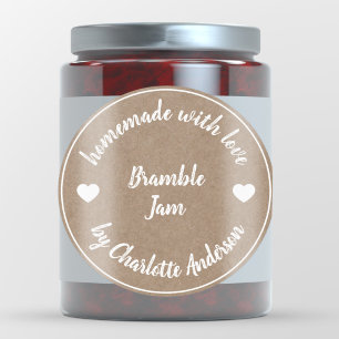 Homemade with Love Jam Canning Kraft Paper Heart Classic Round Sticker