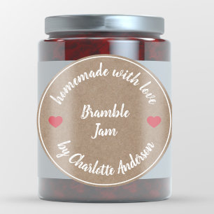 Homemade with Love   Jam Canning Kraft Red Heart Classic Round Sticker