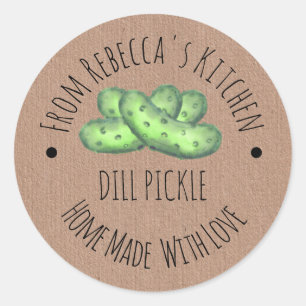 Homemade with Love Kraft Paper Dill Pickle Label