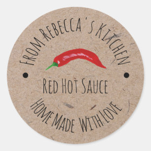 Homemade with Love Kraft Paper   Hot Sauce  Label