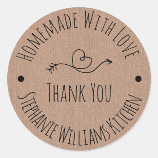 Homemade with Love | Kraft Paper Thank You Classic Round Sticker