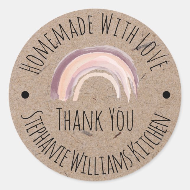 Homemade with Love | Kraft Paper Thank You Classic Round Sticker (Front)