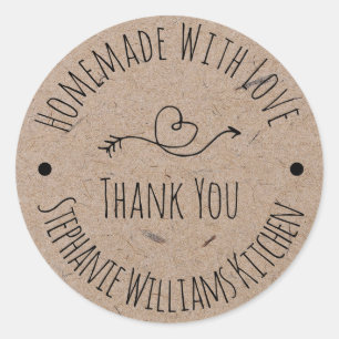 Homemade with Love   Kraft Paper Thank You Classic Round Sticker