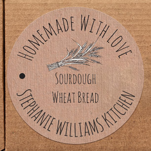 Homemade with Love Kraft Paper   Wheat Bread Classic Round Sticker