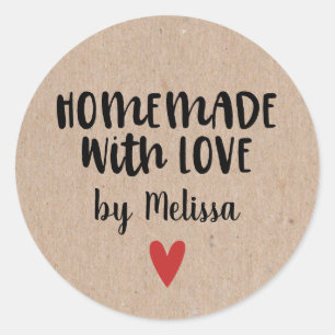 Homemade With Love Kraft Personalised Classic Round Sticker