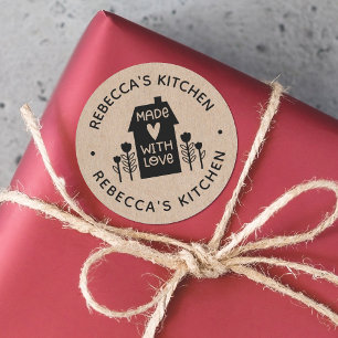 Homemade With Love Kraft Personalised Classic Round Sticker