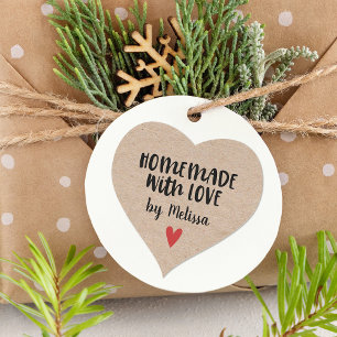Homemade With Love Kraft Personalised Heart Sticker