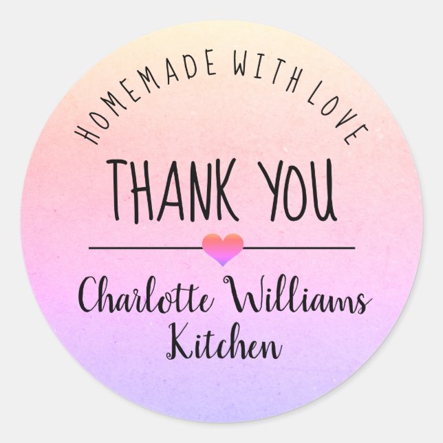 Homemade with love kraft thank you classic round s classic round sticker (Front)