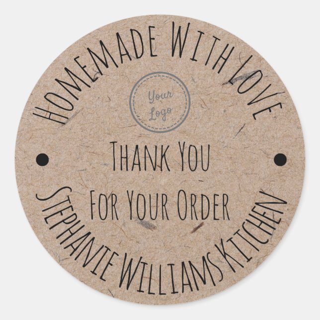 Homemade with Love | Logo Thank You For Your Order Classic Round Sticker (Front)
