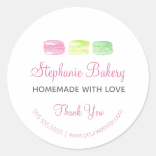 Homemade with Love Macaroons Bakery Thank you Classic Round Sticker