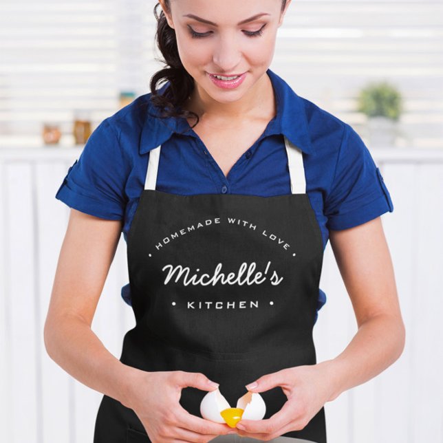 Homemade with Love my Kitchen Personalised Apron (Personalized Black and white Homemade with love kitchen apron. )