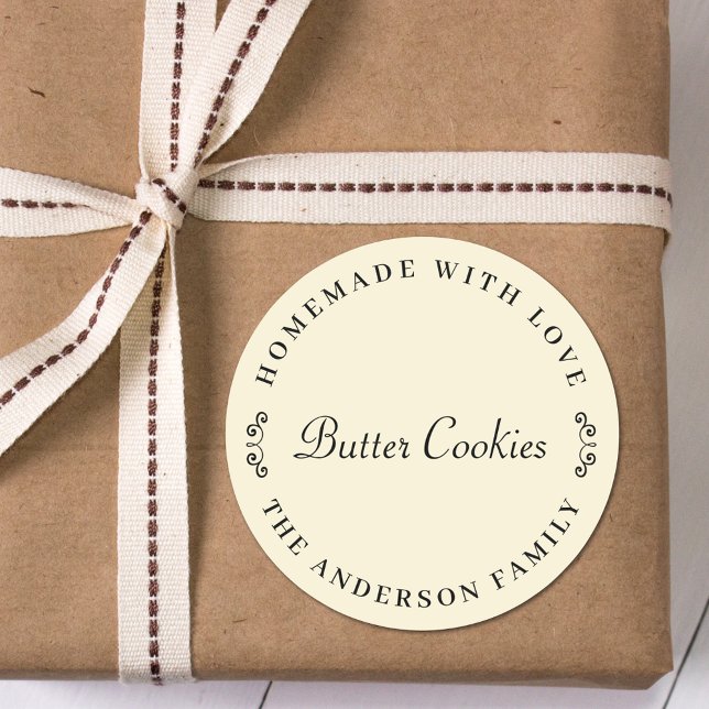 Homemade with Love Personalised Baking Gift Classic Round Sticker (Creator Uploaded)