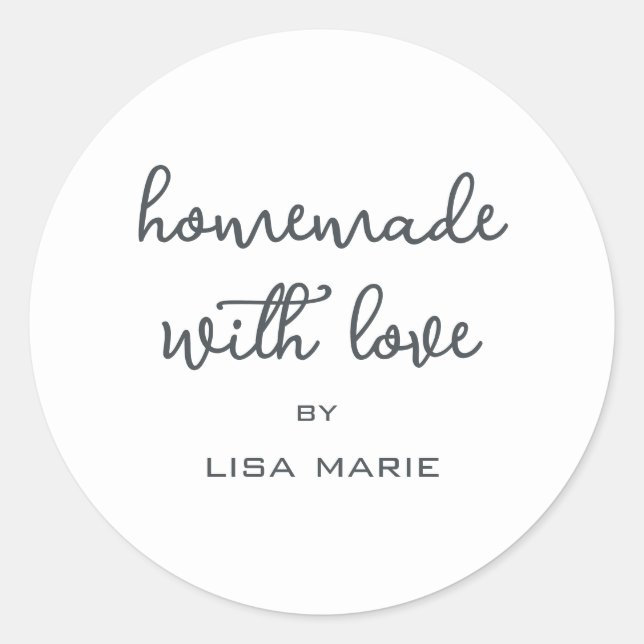Homemade with Love Personalised Black White Gift Classic Round Sticker (Front)