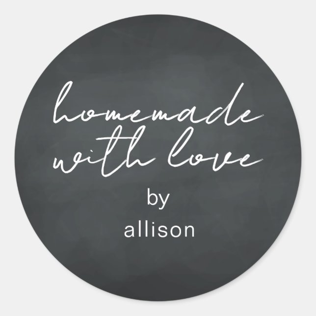 Homemade with Love Personalised Chalkboard Gift Classic Round Sticker (Front)