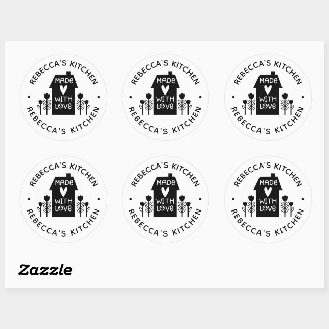 Homemade With Love Personalised Classic Round Stic Sticker (Sheet)