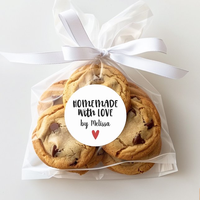 Homemade With Love Personalised Classic Round Sticker (Use a homemade with love sticker as a pretty way to finish off your gift)