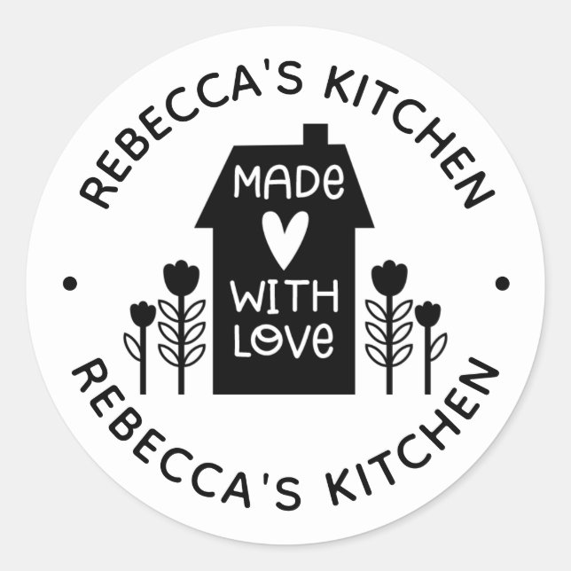 Homemade With Love Personalised Classic Round Sticker (Front)