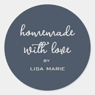 Homemade with Love Personalised Dark Blue Gift Classic Round Sticker