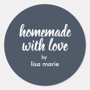 Homemade with Love Personalised Dark Blue Gift  Classic Round Sticker