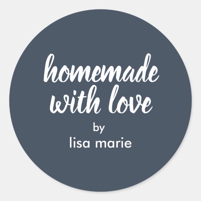 Homemade with Love Personalised Dark Blue Gift  Classic Round Sticker (Front)