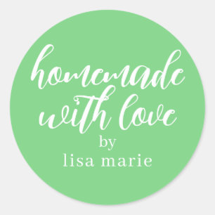 Homemade with Love Personalised Green Gift Classic Round Sticker