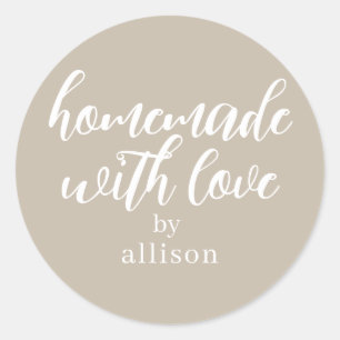 Homemade with Love Personalised Grey Gift Classic Round Sticker