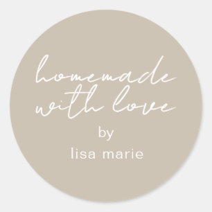 Homemade with Love Personalised Grey Gift Classic Round Sticker