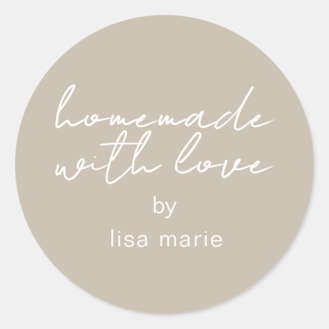 Homemade with Love Personalised Grey Gift Classic Round Sticker (Front)
