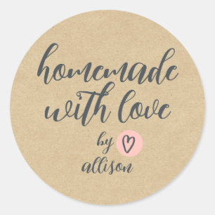Homemade with Love Personalised Kraft Paper Classic Round Sticker