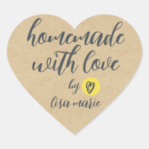 Homemade with Love Personalised Kraft Paper Heart  Sticker