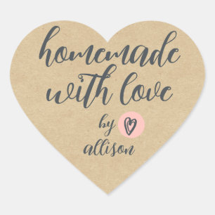 Homemade with Love Personalised Kraft Paper Heart Sticker