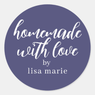 Homemade with Love Personalised Navy Blue Gift Classic Round Sticker