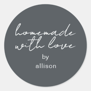 Homemade with Love Personalised Off-Black Gift Classic Round Sticker