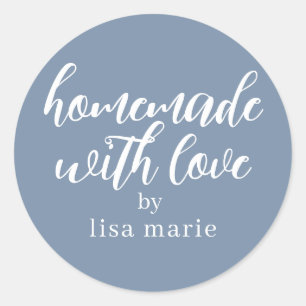 Homemade with Love Personalized Dusty Blue Gift Classic Round Sticker