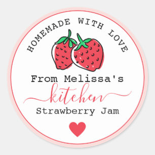 Homemade With Love Pink Strawberry Jam Jar Classic Round Sticker
