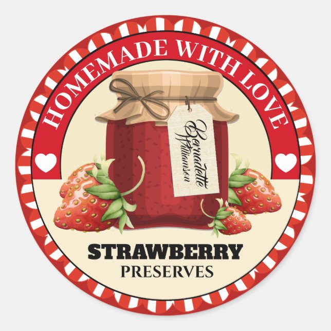 Homemade With Love Preserves and Jams Sticker (Front)