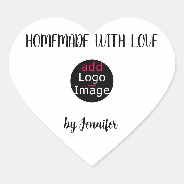 Homemade With Love Professional Custom Logo White Heart Sticker (Front)