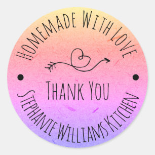 Homemade with Love   Rainbow Kraft Paper Thank You Classic Round Sticker