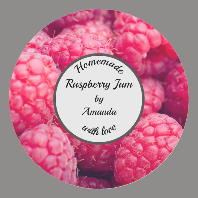 Homemade with love raspberry photo jam classic round sticker (Creator Uploaded)