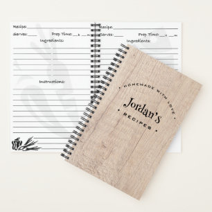 Homemade with Love Recipe Rustic Personalised Notebook