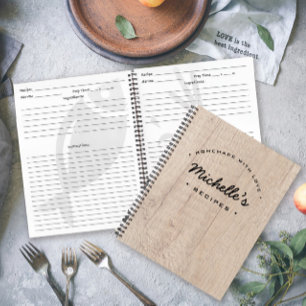 Homemade with Love Recipe Rustic Personalised Notebook