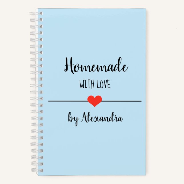 Homemade with love red recipe Notebook (Front)