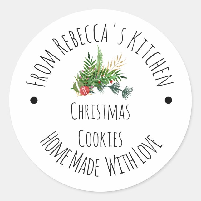 Homemade with Love Rustic Christmas Cookies Classic Round Sticker (Front)