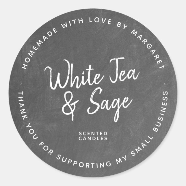 Homemade With Love Scented Candles Chalkboard Classic Round Sticker (Front)