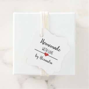 Homemade with love script simple white favour tags